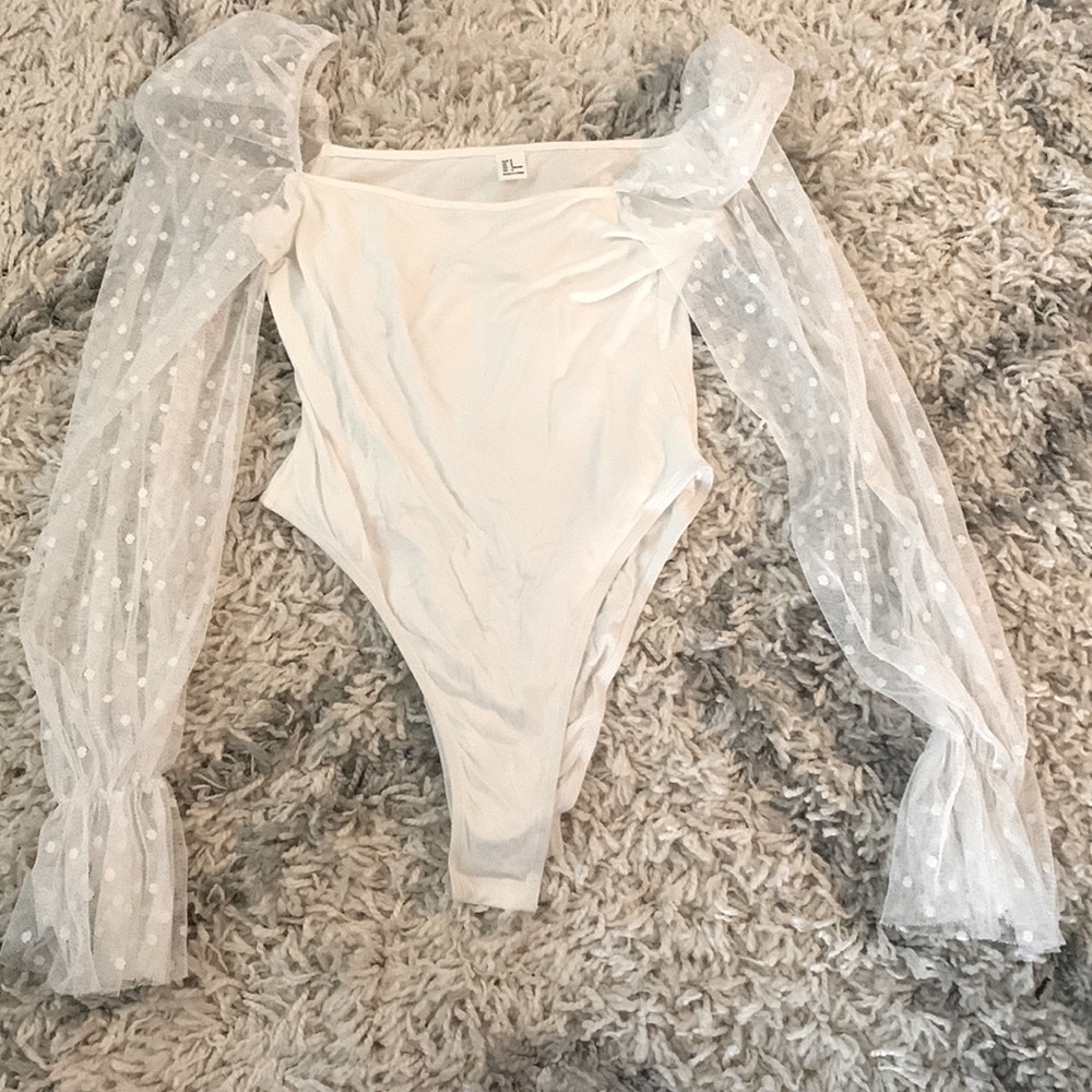 White puff sleeve onesie